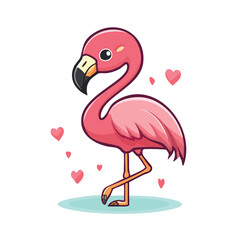 Cute Chibi-Style Flamingo – Bold Outlines Simple Flat Vector Design, Adorable Minimal Bird Illustration for Kids, Stickers, Educational Graphics, and Summer Decor