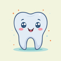 Cute Tooth Vector – Minimal Flat Design with Bold Black Outline and Happy Expression

