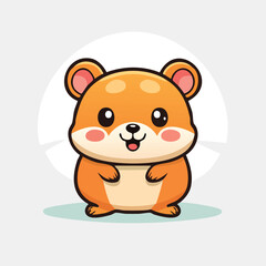 Naklejka premium Minimal Hamster Vector – Bold Black Outline with Happy Expression in Clean Flat Design