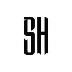 Obraz premium SH monogram logo design letter text name symbol monochrome logotype alphabet character simple logo
