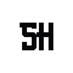 Obraz premium SH monogram logo design letter text name symbol monochrome logotype alphabet character simple logo