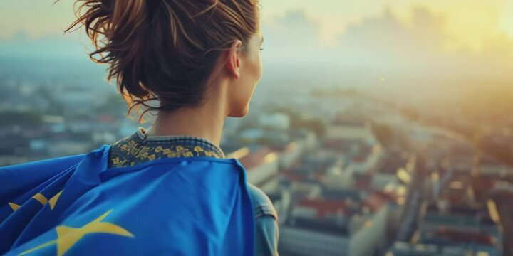 Frau mit europ&auml;ischer Flagge