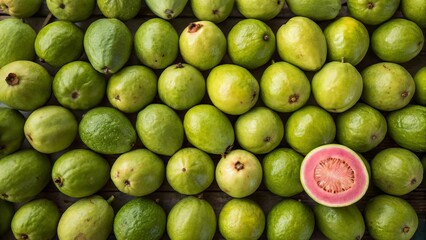 Guava background. Suitable for marketing or business purposes. Panoramic banner with place for text