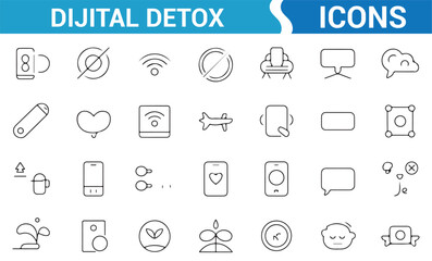 Vector illustrations for digital detox, screen breaks, and mindfulness practices.