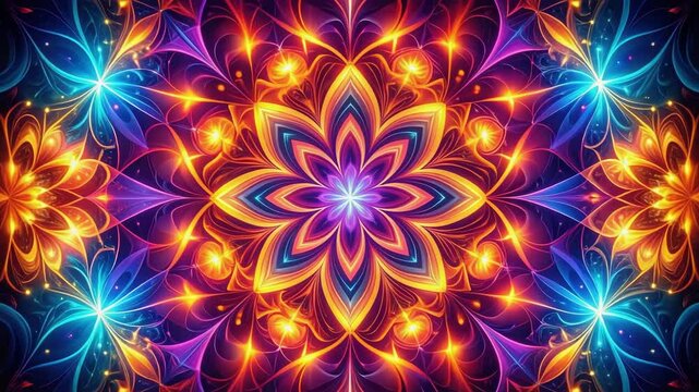 Vibrant digital mandala art with vivid colors and intricate patterns, ideal for meditation, art backgrounds, or creative designs.