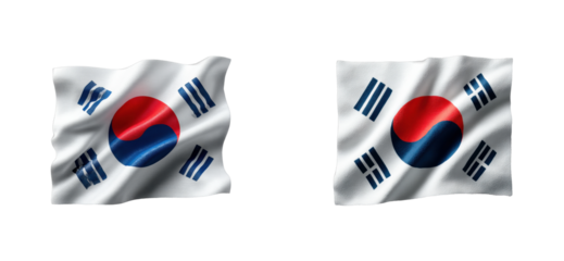 Waving south korean flags outdoor celebration flags national pride colorful environment dynamic viewpoint cut out set png