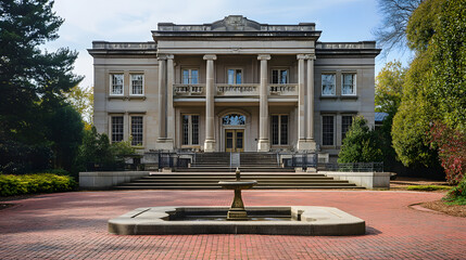Illustration of the North Carolina State Capitol Building in Asheville. Illustrations of popular places in the world.