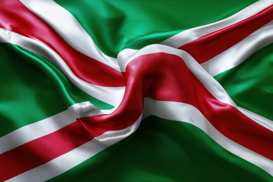 Flag of the Basque Country with vibrant green background and distinctive red cross pattern displaying cultural significance and identity