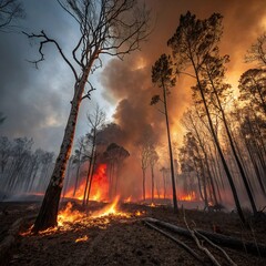 wildfire, forest fire, bushfire, fire in nature, wildfire smoke, burning forest, natural disaster, climate change, environmental disaster, forest burning, wildfire flames, smoke and fire, emergency, f