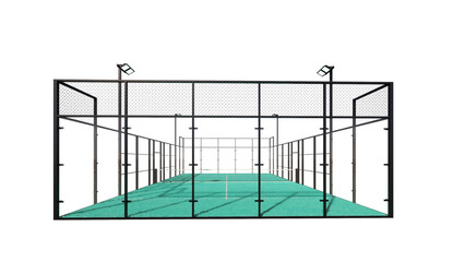 turquoise padel tennis court with with transparent background