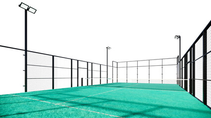 turquoise padel tennis court with with transparent background
 
