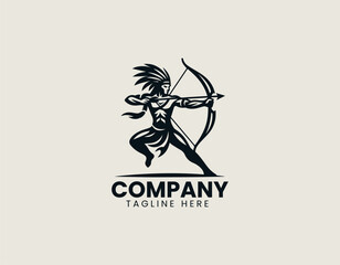 Fototapeta premium Powerful Native American Hunter Cultural Warrior Strength Symbol Vector Logo