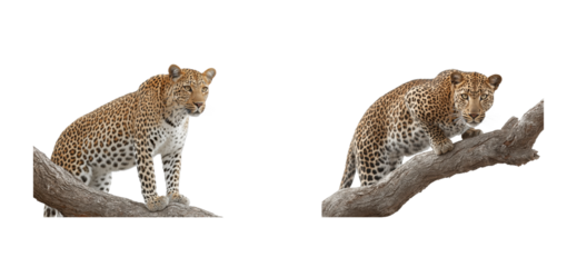 Leopard climbing a tree african savanna wildlife natural habitat animal behavior cut out set png