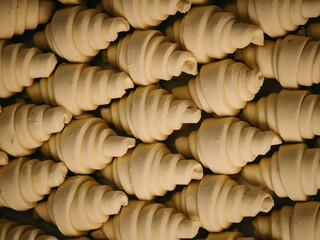 Many croissant doughs from a bakery