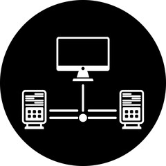 Client-Server Network Icon with Desktop