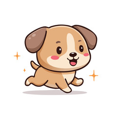 Obraz premium Minimal Flat Vector of a Happy Puppy Running with Bold Black Outline and No Gradient in a Clean and Simple Design