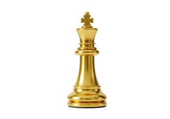 Isolated Gleaming Golden Chess King Piece