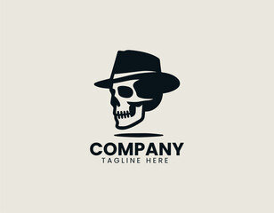 Iconic Skull With Hat Classic Edgy Design Timeless Rebel Vector Logo