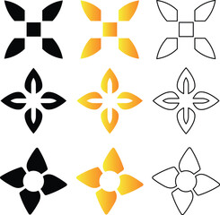 Collection of diverse floral and abstract ornamental design elements in contrasting colors and styles.