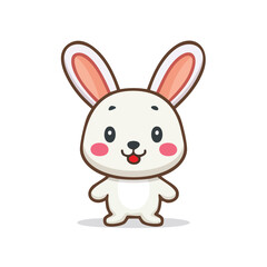 Obraz premium “Minimal Flat Vector of Bunny Rabbit with Bold Black Outline Happy Expression No Gradient”