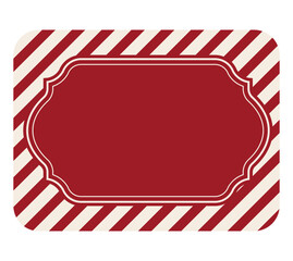 Isolated red Christmas candy stripe Label template. Good for Christmas packaging, bakery tags, handmade products, festive stickers, badges