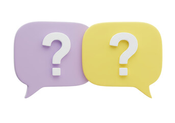 Isolated Two Colorful Speech Bubbles with Question Marks