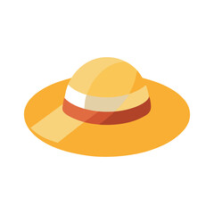 Yellow Straw Hat – Wide-Brimmed Summer Headwear with White and Red Bands