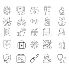 Healthcare and First Aid Flat Icons for UI Design