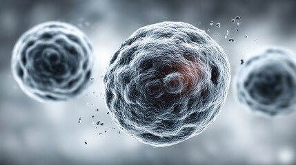 Hyper-realistic depiction of spherical tissue cells in a lab environment  