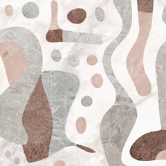 Digital art illustration. Organic geometry made of stone, cement and marble patterns.
