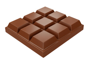 Isolated Square of Milk Chocolate Bar with Symmetrical Indents