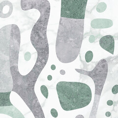Digital art illustration. Organic geometry made of stone, cement and marble patterns.
