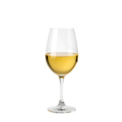 A glass of white wine isolated on transparent background