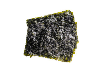 Dried nori seaweed sheets isolated on white background. top view