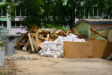 Construction waste, trash after reconstruction of premises