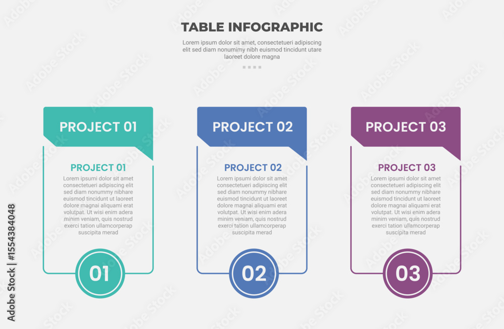 Aufkleber pricing table box infographic outline style with 3 point template with callout header speech with ci