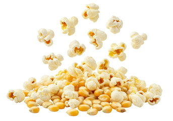 Isolated Heap of Freshly Popped Popcorn with Corn Kernels
