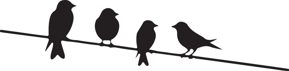 Birds on Wire Silhouette vector