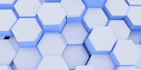 Fototapeta premium Abstract hexagonal pattern blue white tones