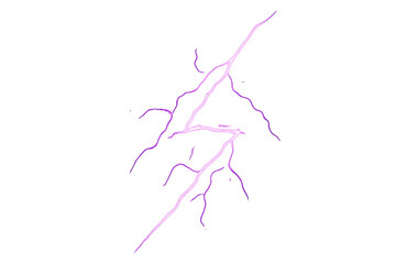 Fototapeta premium Striking purple lightning bolt effect isolated on transparent background, perfect for visual effects and graphic design projects