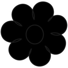 Flower head. Lush bud. Silhouette. Vector illustration. Isolated white background. Cartoon. Idea for web design.