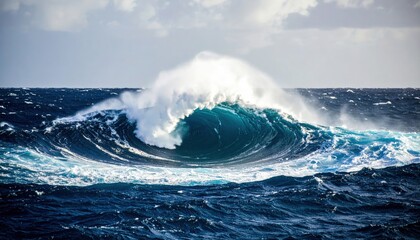 Powerful Ocean Wave In Turquoise Blue Water