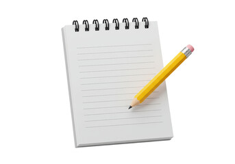 Isolated Notepad with Pencil Blank Page for Writing