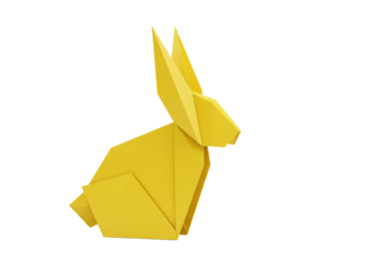 Isolated Origami Yellow Rabbit