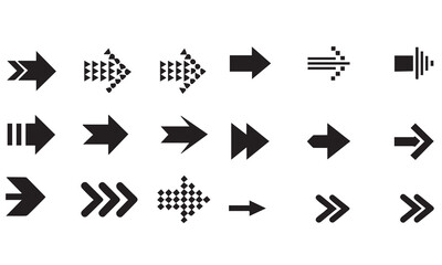 Black arrow vector icon pack
