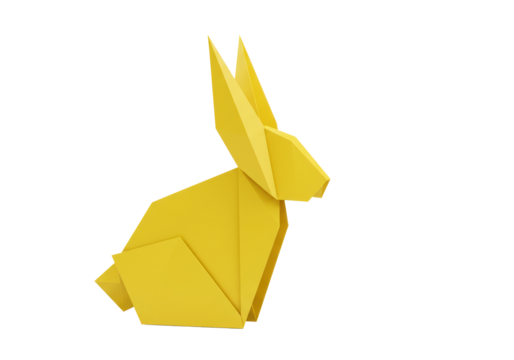 Isolated Origami Yellow Rabbit