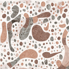 Digital art illustration. Organic geometry made of stone, cement and marble patterns.