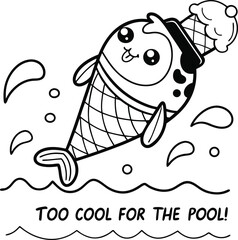 Cartoon vector illustration of a happy boat with a fish character design