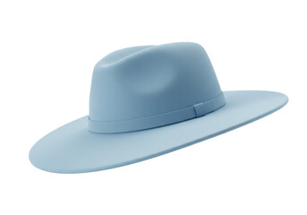Isolated Light Blue Fedora Hat Fashionable Accessory