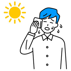 熱中症になるカジュアルな男性